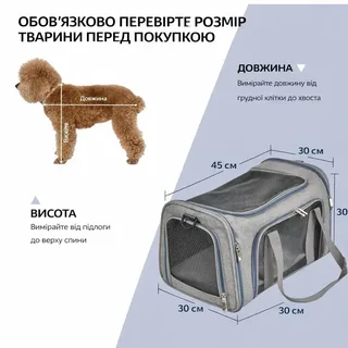 Переноска для кошек и собак до 7 кг сумка-переноска для животных с ремнем и сеткой 45×30×30 см, мініатюра 6