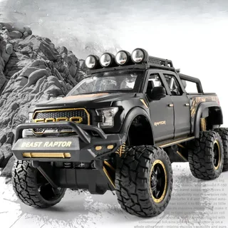 Машинка колекционная пикап Ford Raptor,с мотоциклом,батарея, мініатюра 1