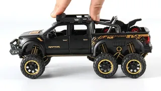 Машинка колекционная пикап Ford Raptor,с мотоциклом,батарея, мініатюра 4