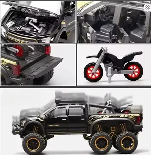 Машинка колекционная пикап Ford Raptor,с мотоциклом,батарея, мініатюра 5