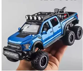 Машинка колекционная пикап Ford Raptor,с мотоциклом,батарея, мініатюра 2
