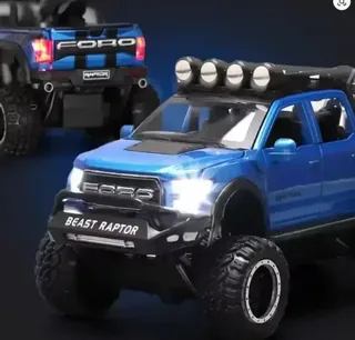 Машинка колекционная пикап Ford Raptor,с мотоциклом,батарея, мініатюра 3