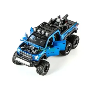 Машинка колекционная пикап Ford Raptor,с мотоциклом,батарея, мініатюра 7