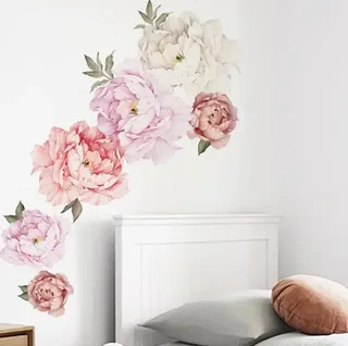 Наклейки цветов на стены, 90*30 см, пионы, 3D наклейки, мініатюра 4