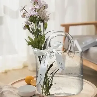 Ваза в виде сумки с ручками, необычная ваза для цветов, мініатюра 6