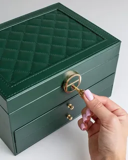 Шкатулка для украшений, ювелирная большая на замке,3 яруса, мініатюра 8
