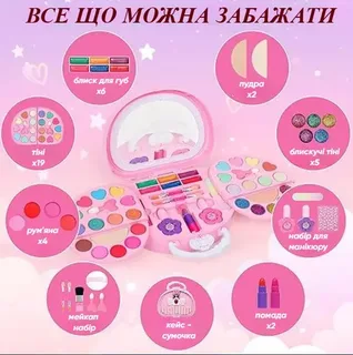 Детская косметика в сумочке, все для макияжа и маникюра, мініатюра 5