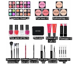 Набор косметики для макияжа для подростков и женщин в чемоданчике Miss Young Make Up 35 элементов, мініатюра 4