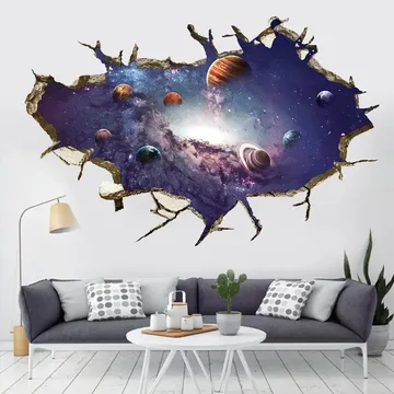 Интерьерная наклейка на стену, самоклеющиеся 3D космос 60см x40 см