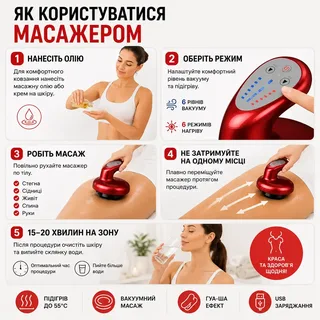 Массажер вакуумный для тела шеи электрический антицеллюлитный Гуа Ша массажеры со скребком вакуумным массажем, мініатюра 7