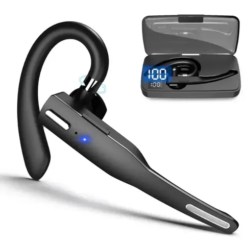 Гарнитура Bluetooth беспроводная с микрофоном Hands Free для разговоров шумоподавление ENC моно наушник LED дисплей аккумуляторная