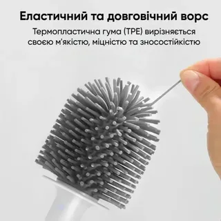 Ершик силиконовый для унитаза с подставкой и настенным креплением длина 42 см, мініатюра 6