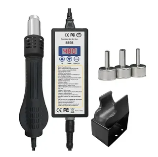 Паяльный фен термопушка WEP 8858 650W100-480°C, 3 насадки, мініатюра 1