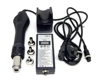 Паяльный фен термопушка WEP 8858 650W100-480°C, 3 насадки, мініатюра 4
