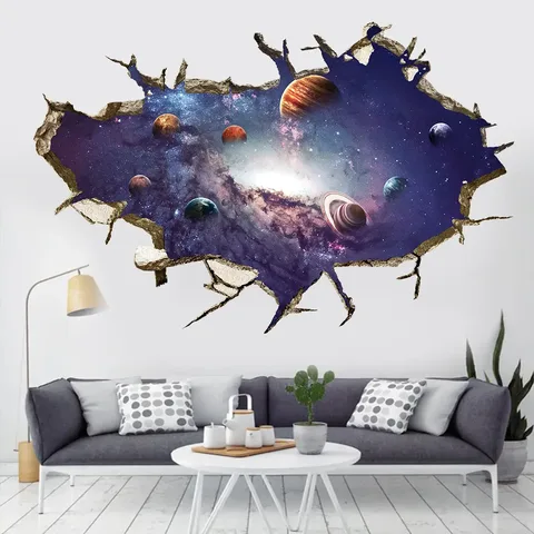 Интерьерная наклейка на стену, самоклеющиеся 3D космос 60см x40 см