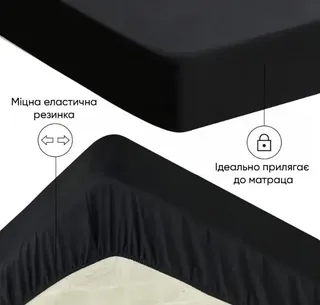 Наматрасник непромокаемый 160×200×30 см с TPU-покрытием простынь на резинке для защиты матраса Черный, мініатюра 3