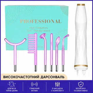 Дарсонваль для волос для лица высокочастотный массажер стимуляция кровообращения регенерация клеток 6в1, мініатюра 2