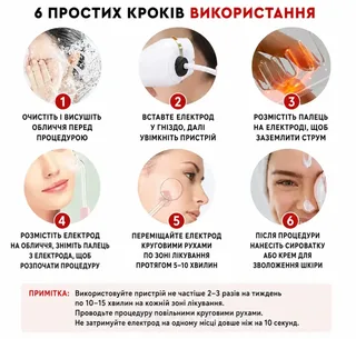 Дарсонваль для волос для лица высокочастотный массажер стимуляция кровообращения регенерация клеток 4в1, мініатюра 4