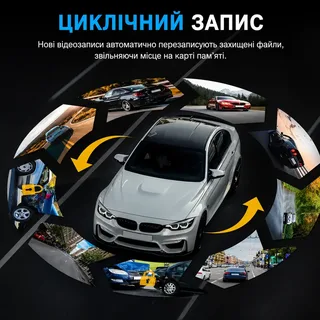 Видеорегистратор автомобильный камера для авто 1080HD IPS экран аккумуляторный 2 камеры циклическая запись датчик движения, мініатюра 9