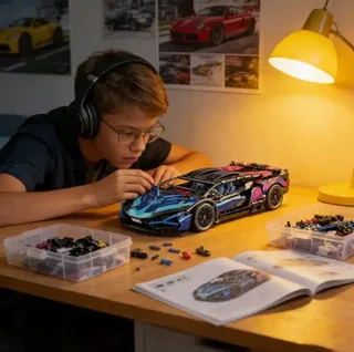 Конструктор Lamborghini Cyberpunk 1:14 1314 деталей спортивный суперкар с распашной дверью и капотом, мініатюра 9