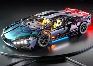 Конструктор Lamborghini Cyberpunk 1:14 1314 деталей спортивный суперкар с распашной дверью и капотом, мініатюра 8