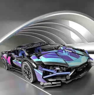 Конструктор Lamborghini Cyberpunk 1:14 1314 деталей спортивный суперкар с распашной дверью и капотом, мініатюра 6