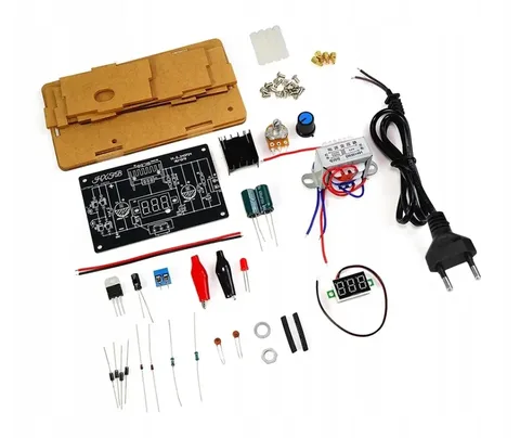Регулируемый блок питания DIY LM317 1.25-12V набор для самостоятельной сборки и пайки в акриловом корпусе