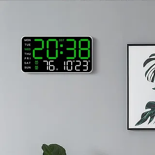 Настенные LED часы цифровые с термометром и календарем, зеленый, мініатюра 6