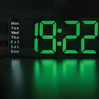 Настенные LED часы цифровые с термометром и календарем, зеленый, мініатюра 8