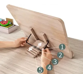 Подставка для книг бамбуковая с регулировкой наклона складная 24×34 см, мініатюра 5