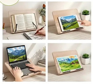 Подставка для книг бамбуковая с регулировкой наклона складная 24×34 см, мініатюра 7
