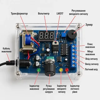 Регулируемый блок питания DIY LM317 1.25-12V набор для самостоятельной сборки и пайки в акриловом корпусе, мініатюра 8